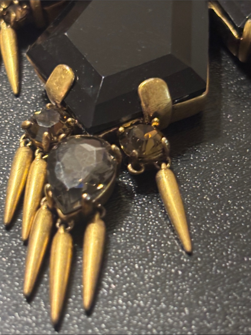 J. Crew Statement Necklace Black, Gray and Yellow Missing a Spike and a Stone - Picture 12 of 17